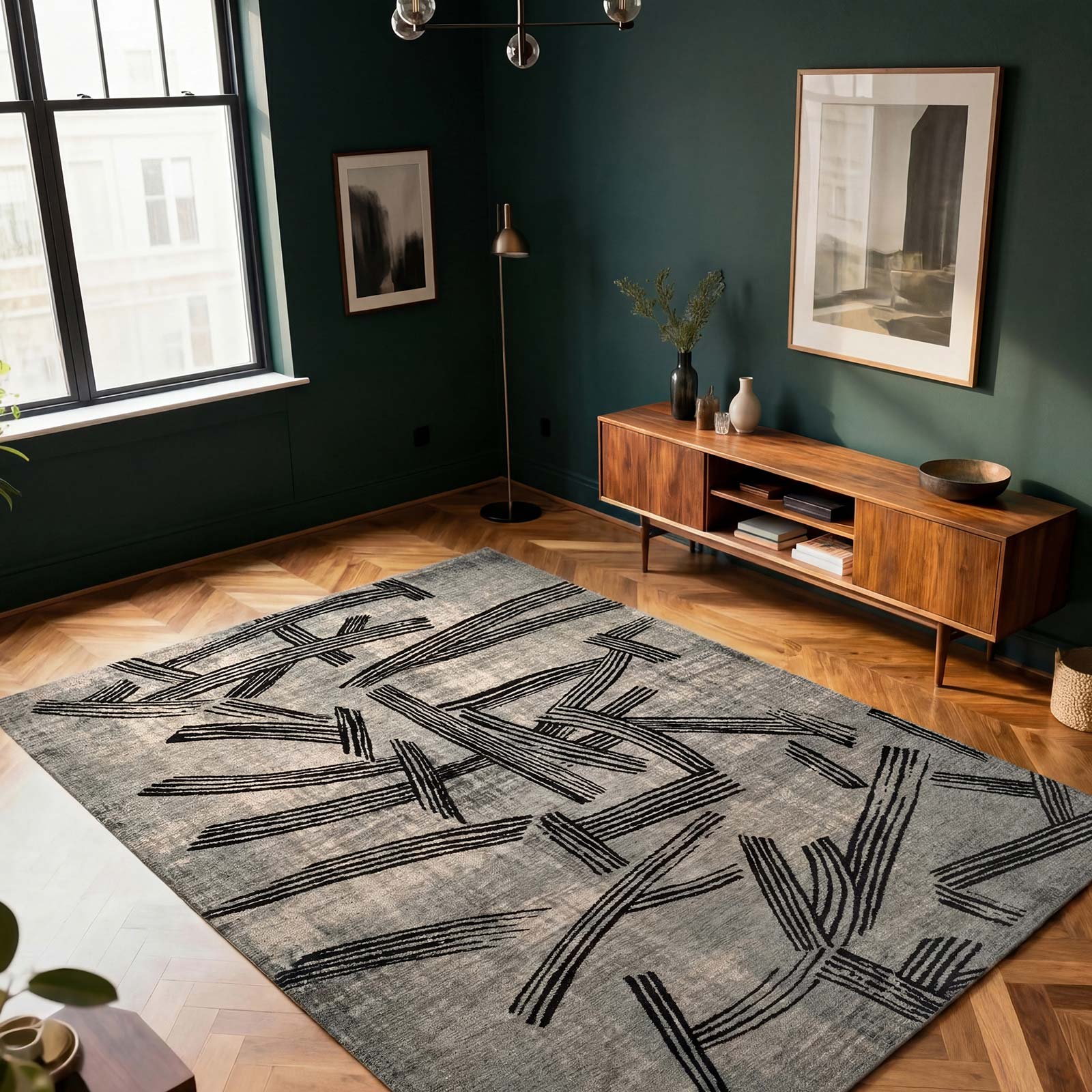 Louis De Poortere tapis Meditation 2066 Kanji Dark Street interior