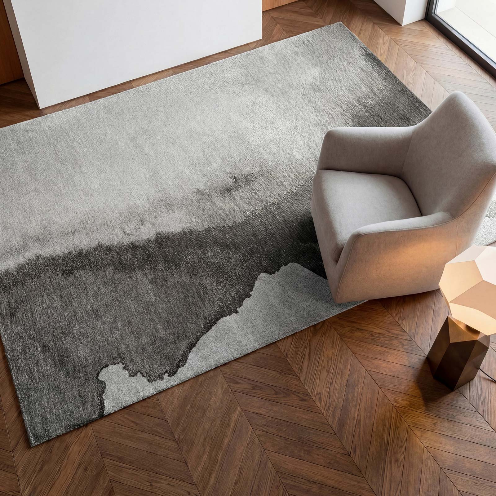 Louis De Poortere tapis Meditation 2083 Lagoon Black Shadow interior