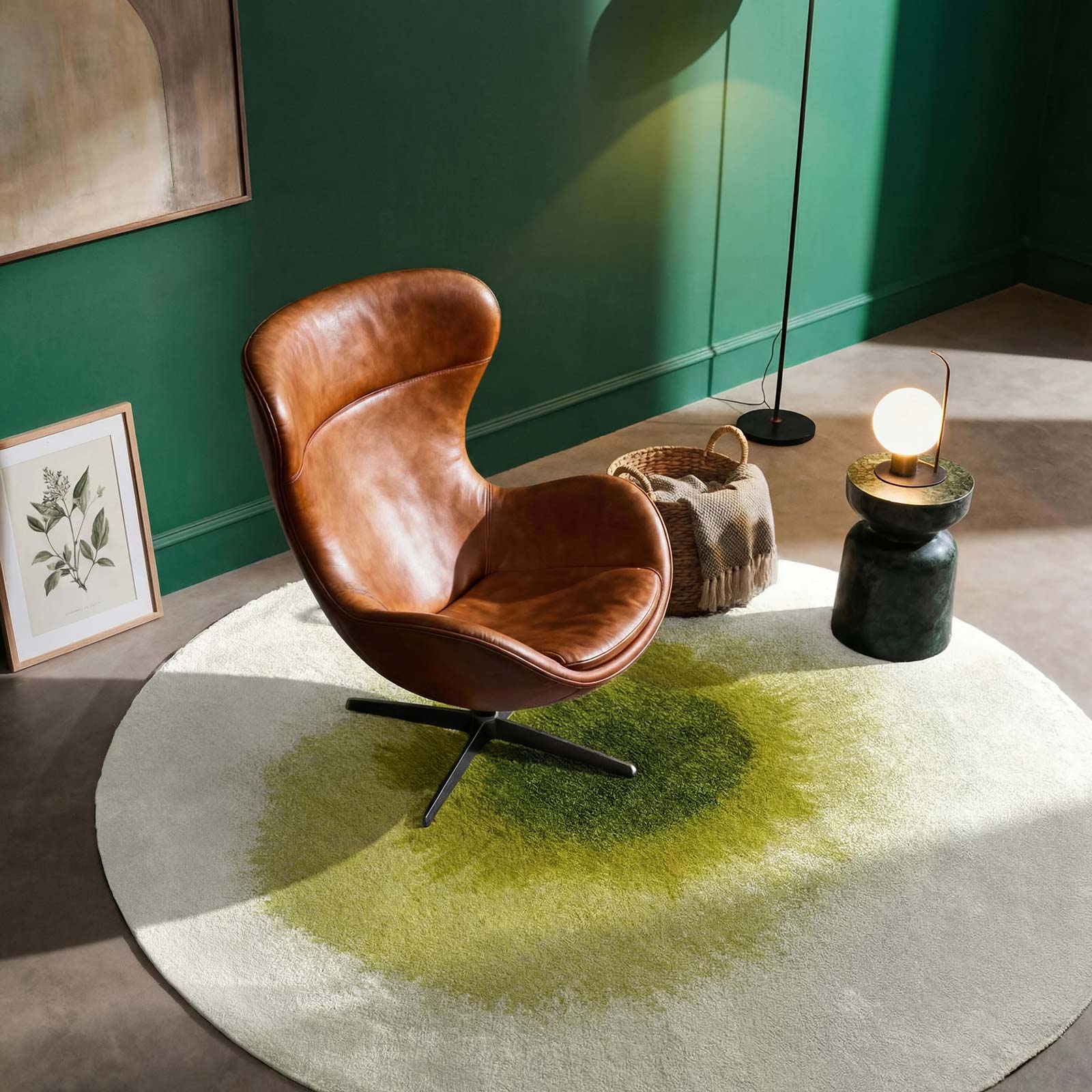 Louis De Poortere tapis Meditation 2105 Drop Green Pepper interior